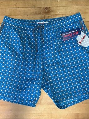Mr.Swim Blue Geometric Board Shorts